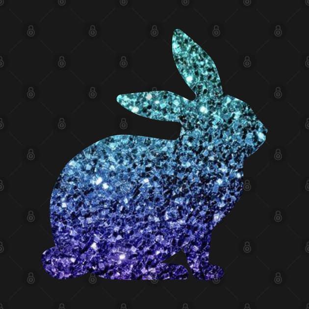 Teal and Blue Ombre Faux Glitter Easter Bunny by Felicity-K