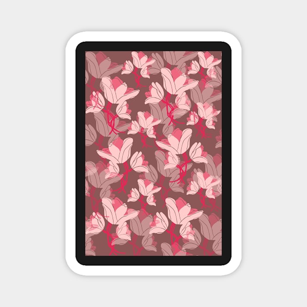 Pink flower pattern Magnet by PedaDesign