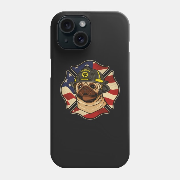 Pug Dog Firefighter Phone Case by edwardecho