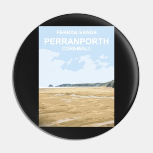 Perran Sands Perranporth Cornwall. Cornish gift Kernow Travel location poster, St Austell Pin