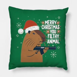 Merry Christmas Capybara Pillow