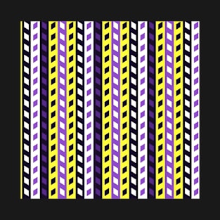 Nonbinary Pride Stripes and Slanted Squares Pattern T-Shirt