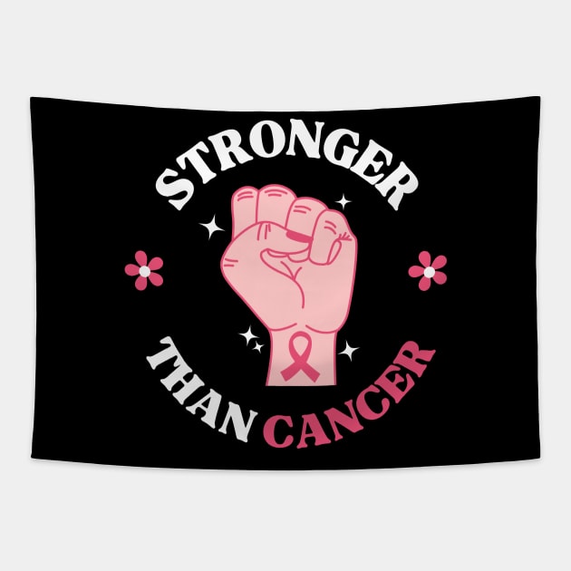 Women Union Fist Stronger Than Breast Cancer Awareness Tapestry by Illustradise