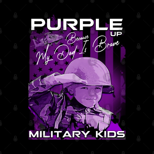 Purple Up Military Child Month with kid soldier retro american Flag by aeroloversclothing