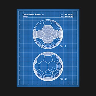 Soccer Ball Patent - Soccer Player Team Coach Art - Blueprint T-Shirt