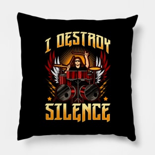 Funny I Destroy Silence Drummer Awesome Drumming Pillow