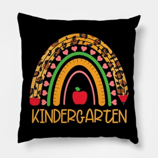 Cute Leopard Cheetah Print Rainbow Kindergarten Teacher Pillow