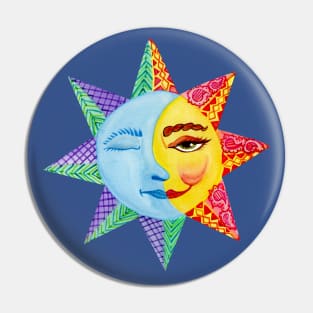 Sun and Moon Watercolor Pin