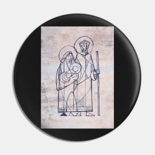 Hand drawn illustration of the Sacred Family Pin