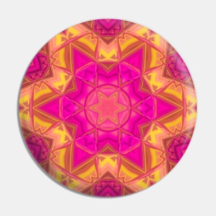 Mosaic Kaleidoscope Flower Pink and Yellow Pin