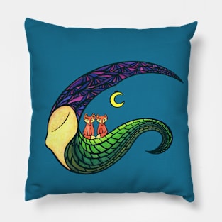 Nighttime Travelers - Whimsical drawing Pillow