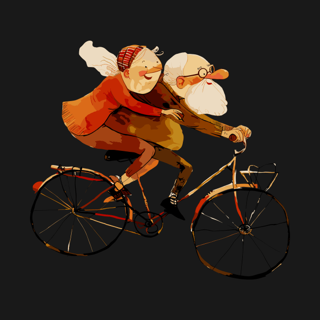 Old Couple Bicycling by erzebeth