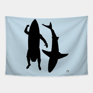 Surfer and Shark Tapestry