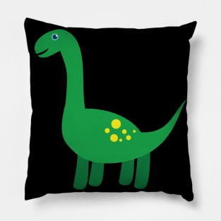 Cool Green Brachiosaurus Dinosaur. Cute Dino Cartoon. Pillow