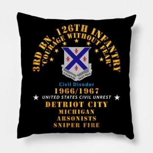 3rd Bn 126th Infantry Detroit City MI - Arson - Sniper 1966 - 1967 - Civil Disorder Pillow