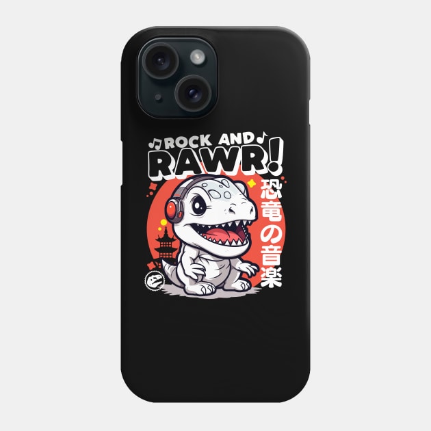 Rock & Rawr Kawaii Dinosaur T-Rex Music Japanese Style Phone Case by DetourShirts