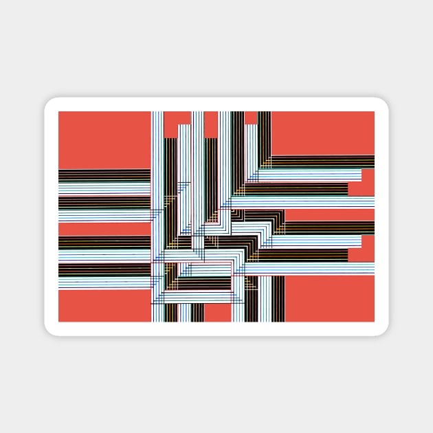 Multyplied parallel and perpendicular variations hand-drawn color pen lines in soft red Magnet by Ocztos Design