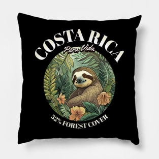 Pura Vida Paradise in Black: Spot Adorable Sloths in Costa Rica Pillow