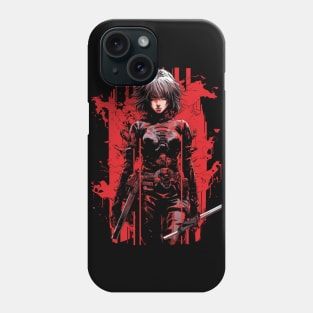 Futuristic Ninja Blade: Red & Black Manga Print Phone Case