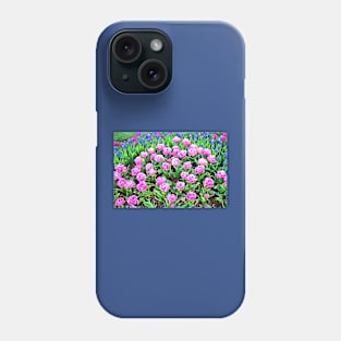 Fancy Pink Tulips with Grape Hyacinths Phone Case