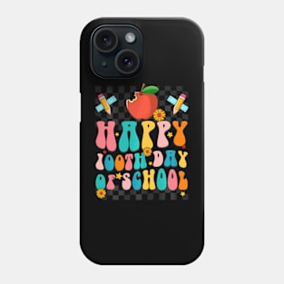 Groovy Happy 100Th Day Of School 100 Days Smarter Kids Phone Case