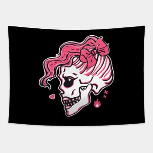 Pink Girl Skull Tapestry