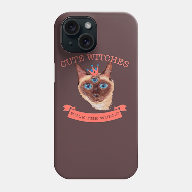 Cute Witches rule the world three eyed cat Phone Case by tatadonets