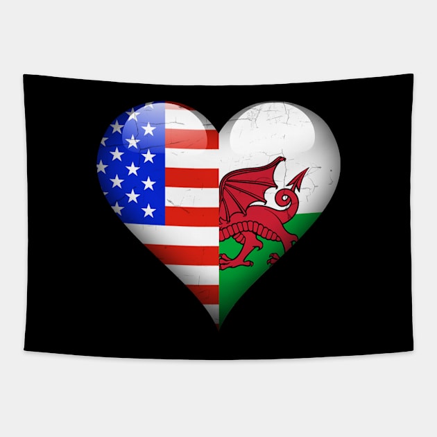 Half American Half Welsh - Gift for Welsh From Wales Tapestry by Country Flags