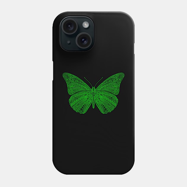 Butterfly design created using line art - green version Phone Case by DaveDanchuk