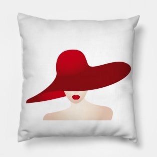 Portrait of the lady with the red hat Pillow