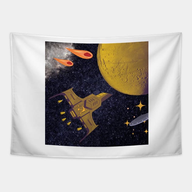 Battle in Space Tapestry by JequiPrint