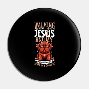 Jesus and dog - Bordeaux Mastiff Pin