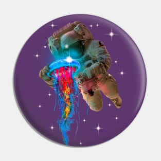 Space Jellyfish and the astronaut -Clear Background- Pin