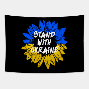 Stand with Ukraine Sunflower Ukrainian Flag Colors Tapestry