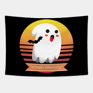 Halloween Cute Ghost is Afraid of Bats *Screams Internally* Tapestry