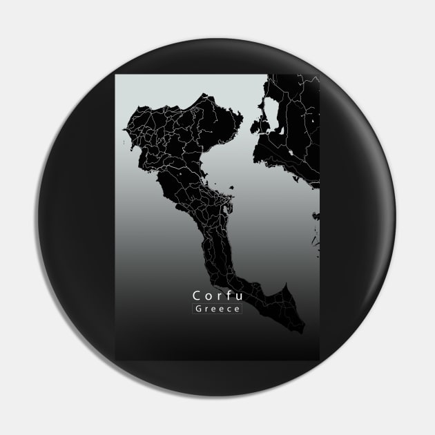 Corfu Greece Island Map dark Pin by Robin-Niemczyk