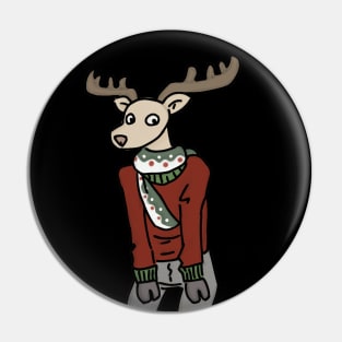 christmas reindeer with a scarf Pin