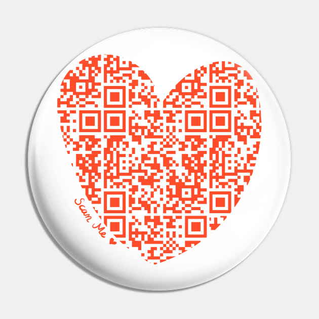 Red Rick Astley Rickroll QR Code Heart Art Pin by VictoriaLehnard