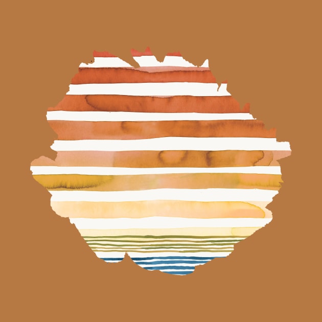 Watercolor Desert Sunset Summer Stripes by ninoladesign