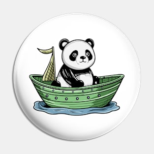 Cute Panda Driving Small Boat Ship Pin