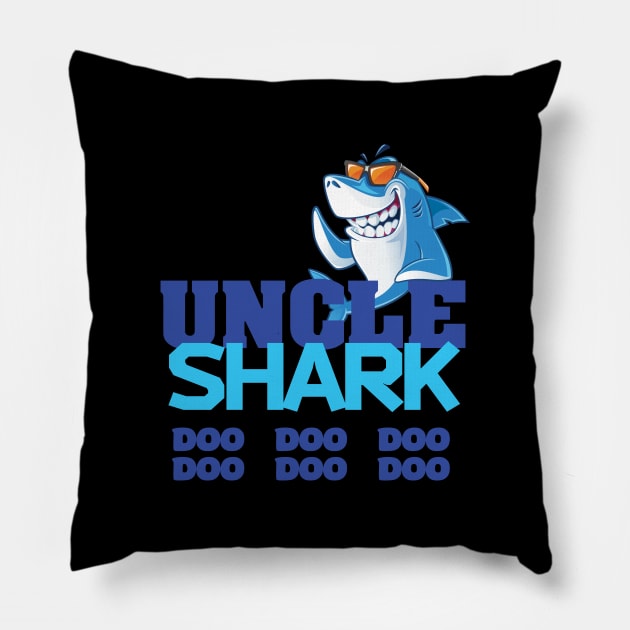 'Uncle Shark Doo Doo Doo' Hilarous Uncle Gift Pillow by ourwackyhome