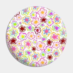 Colorful Hand-Drawn Flower Pattern Pin