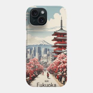 Fukuoka Japan Vintage Poster Tourism 2 Phone Case