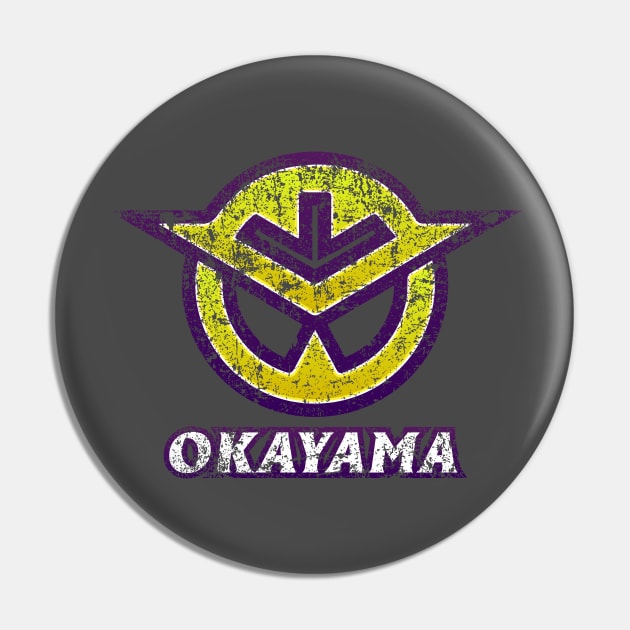 Okayama Prefecture Japanese Symbol Distressed Pin by PsychicCat