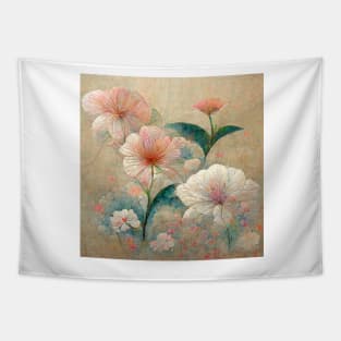 Traditional Japanese Flowers Painting Canvas #2 Tapestry