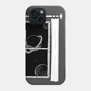 Window dreaming the starry sky at bedtime night.imagining boundless space with myriad of stars Phone Case