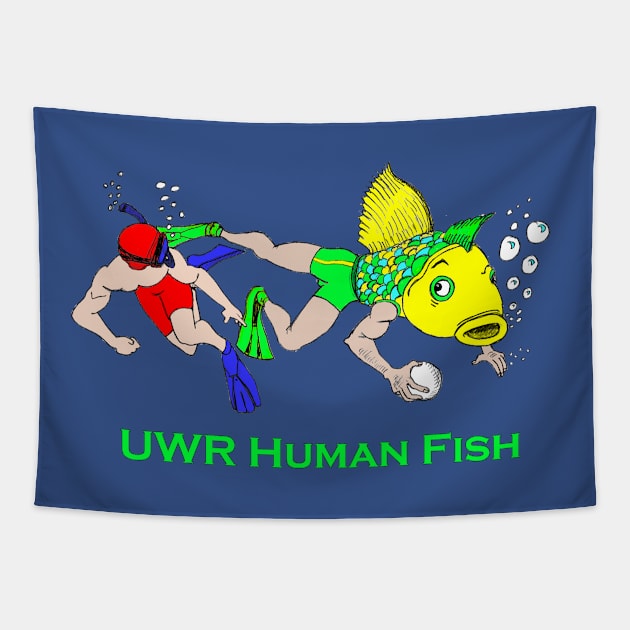 Underwater Rugby human fish Tapestry by dizzycat-biz