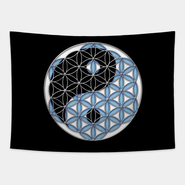 Geometric Yin Yang - Tree of Life Tapestry by MellowGroove