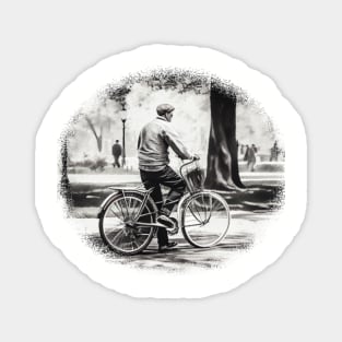 Elderly Man on Bicycle Magnet
