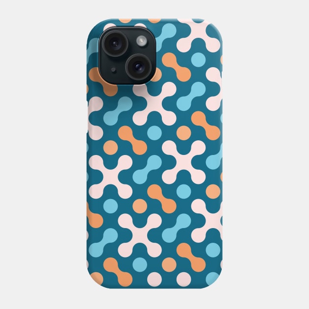 Pink crosses and circles on a blue background Phone Case by lents